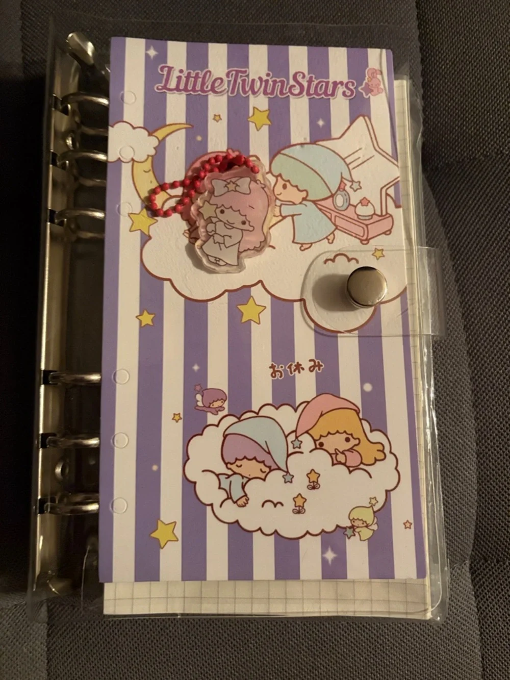 Twin Stars Kids Binder Notebook Cover with Charm